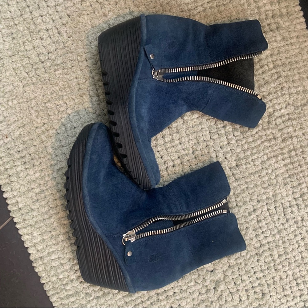 Fly London Blue Wedge Boots